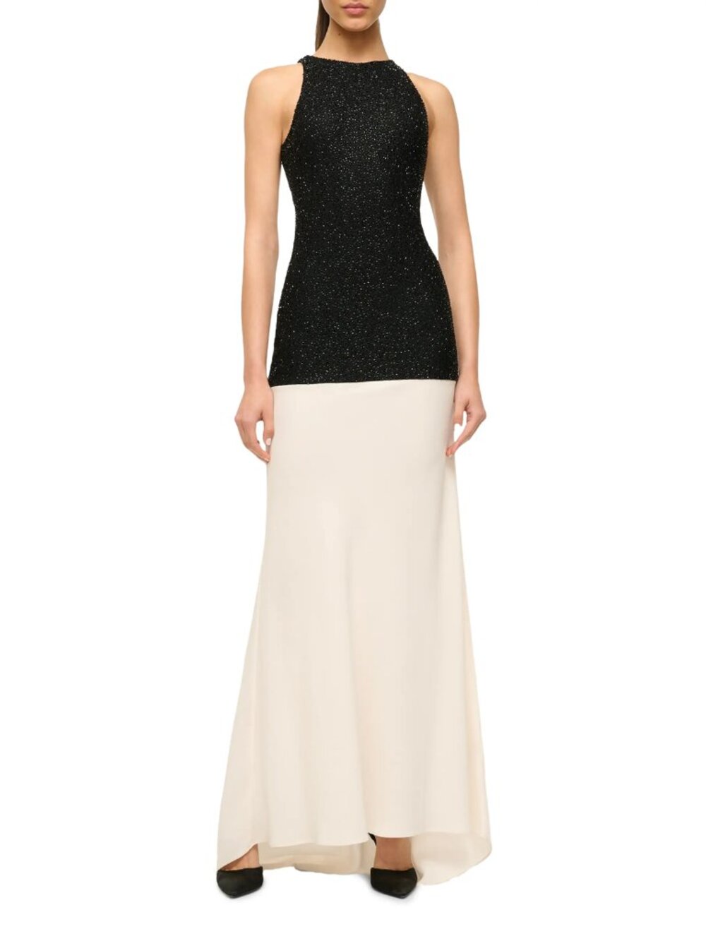 STAUD Gabrielle Bead-Embellished Colorblocked Maxi Dress